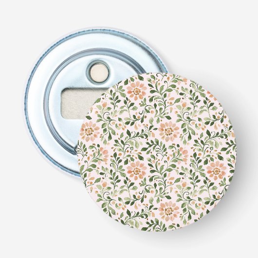 Décapsuleur Fleurs de Pêche Rose Feuilles Vertes (Devant)