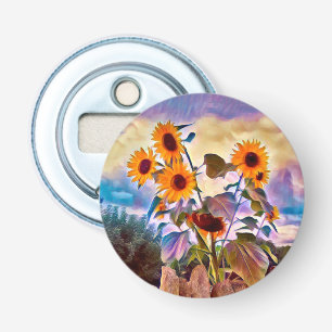 Décapsuleur Fleurs de soleil sur mur de roche