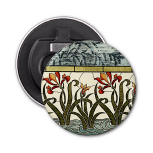 Décapsuleur Fleurs en verre tendu avec bordure en tan