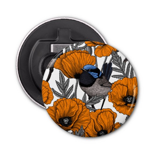 Décapsuleur Fleurs et fleurs de pavot orangé 2 (Devant)