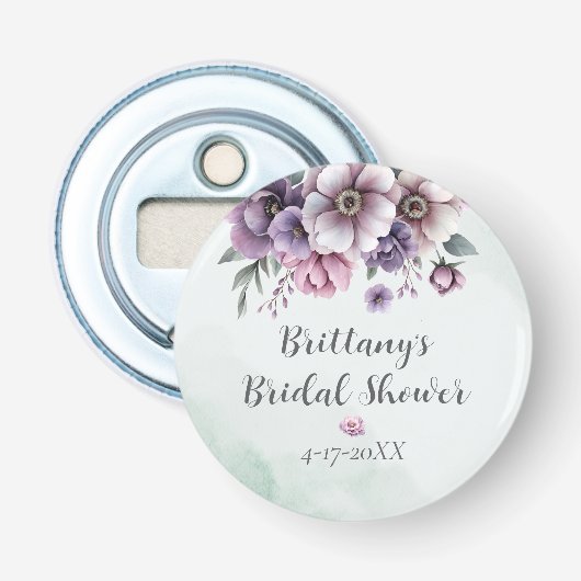 Décapsuleur Fleurs Lavande et Vertes pour Réception de Mariage (Devant)