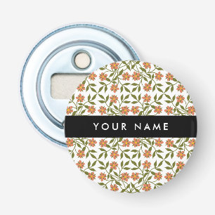 Décapsuleur Fleurs orange, Motif Floral, Boho, Votre Nom