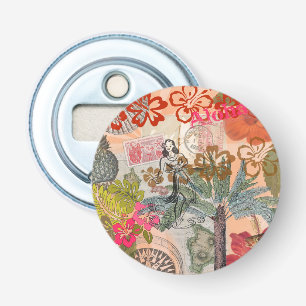 Décapsuleur Fleurs Vintage Hula Coloré Hawaïen Tropical