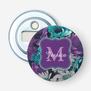 Décapsuleur Fleurs violettes et bleues écrasées personnalisées