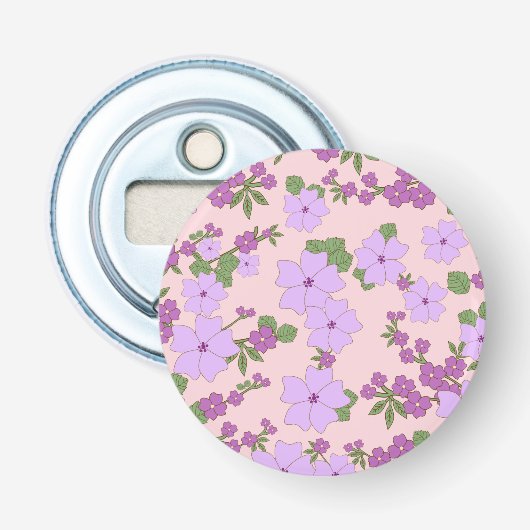 Décapsuleur Fleurs Violettes, Modèle Floral, Motif De Fleurs (Devant)