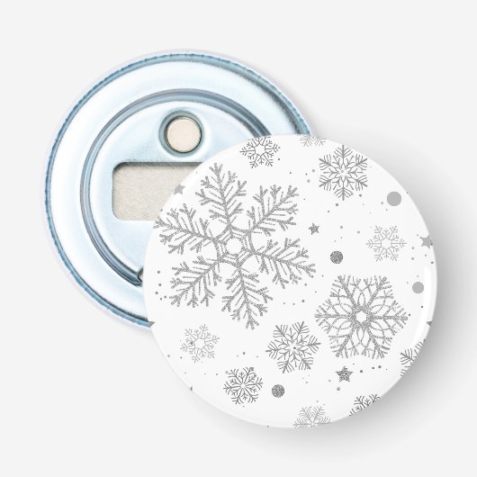 Décapsuleur Flocons d'argent sur fond blanc (Devant)