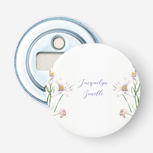 Décapsuleur Floral Elegant Chic Cute Calligraphie Ajouter Nom (Devant)