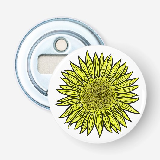 Décapsuleur Flore Rustique Tournesol Jaune Main tirée (Devant)