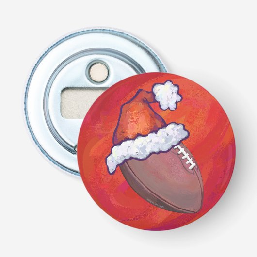 Décapsuleur Football à Santa Hat sur Rouge (Devant)