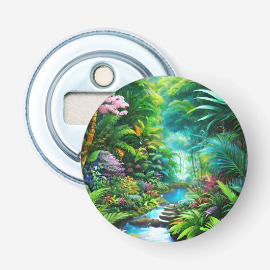 Décapsuleur Forêt tropicale humide avec arbres et fleurs (Devant)