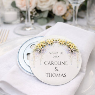 Décapsuleur Freesia Romantique Jaune Canari Mariage Floral