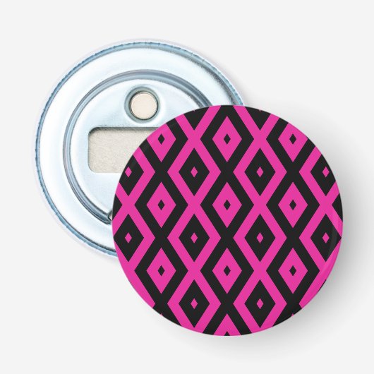 Décapsuleur Fuchsia et motif de diamants noirs (Devant)