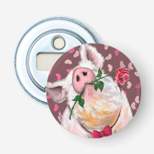 Décapsuleur Funny Bottle Opener Gentleman Pig avec Rose