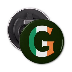 Décapsuleur G Monogramme superposé sur le bocal drapeau irland