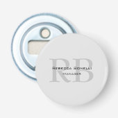 Décapsuleur Gestionnaire de monogrammes gris blanc arrondi (Devant)