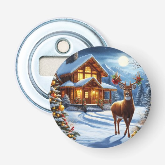 Décapsuleur Gîte de Noël/hiver pour cerfs (Devant)