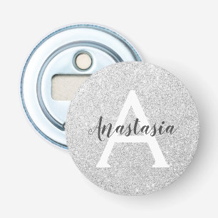 Décapsuleur Glamour Féminin Paillettes Argentées Monogramme No