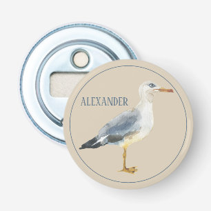 Décapsuleur Goéland à l'aquarelle personnalisé de plage