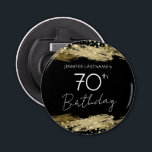 Décapsuleur Gold 70th Birthday Party Bottle Opener<br><div class="desc">Tout le texte est ajustable et facile à changer pour vos besoins de partie. Faux coups de peinture or. 70e anniversaire fête or et confetti noir.</div>