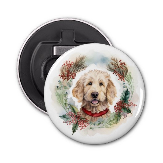 Décapsuleur Goldendoodle Christmas Wreath Festive Pup (Devant)