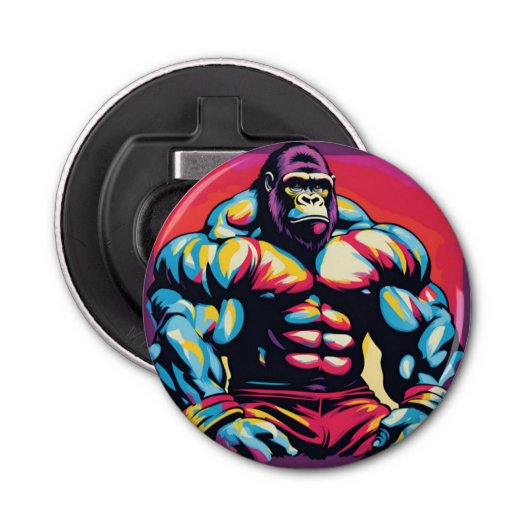 Décapsuleur Gorilla Bodybuilder Lifter Pop Art Dessin (Devant)