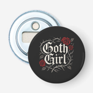 Décapsuleur Goth Girl Red Rose Thorns Typographie Floral Gothi