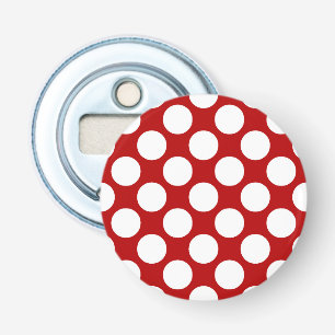 Décapsuleur Grands points rétro - blanc et rouge