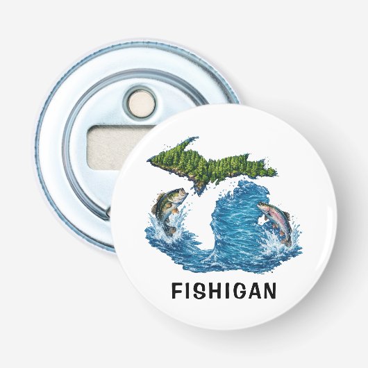 Décapsuleur Graphisme de l'État du Michigan avec Poisson (Devant)