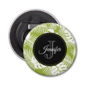 Décapsuleur Green Palm Feuille Rainforest Motif Monogram (Devant)