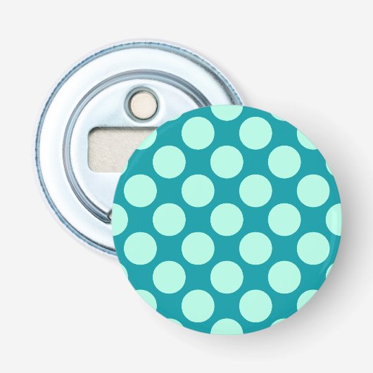 Décapsuleur Gros points rétro - turquoise et aqua (Devant)