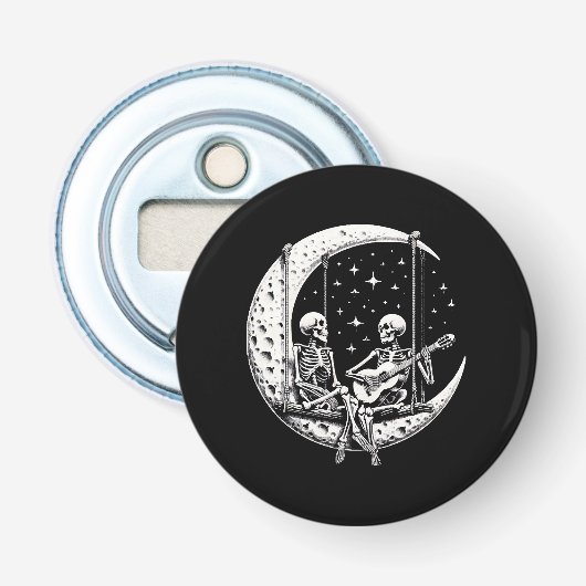 Décapsuleur Guitare de lune de couple de squelettes (Devant)