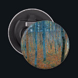 Décapsuleur Gustav Klimt Beech<br><div class="desc">Il s'agit d'oeuvres de Gustav Klimt, Beech Grove 1, 1902. Les oeuvres d'art dépeignent une forêt dense de grands bouleaux, minces, aux troncs pâles marqués par des lignes verticales foncées. Le feuillage est dépeint dans les tons bleu, vert et jaune, ajoutant un sens de profondeur et de vibrations à la...</div>