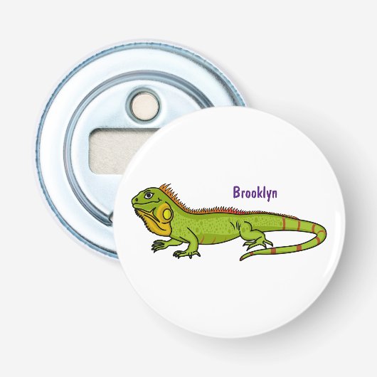 Décapsuleur Happy green iguana cartoon (Devant)