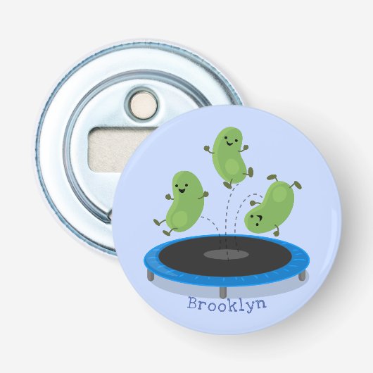 Décapsuleur Haricots verts mignons sur dessin animé trampoline (Devant)