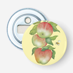 Décapsuleur Harmonie douce : Pommes aquarelles et une abeille