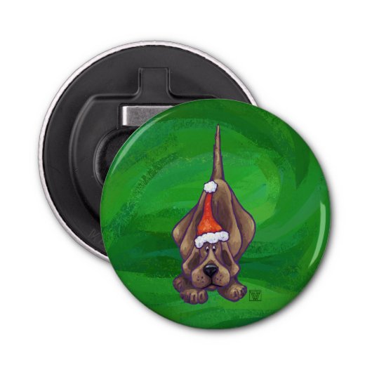 Décapsuleur Hound Chien Noël sur Green (Devant)