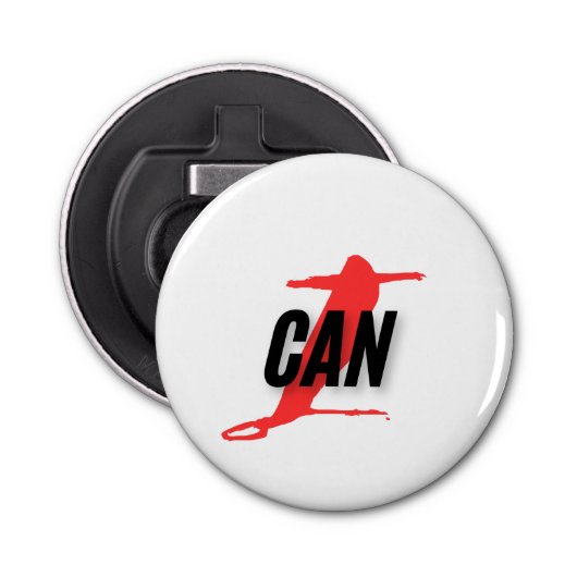 Décapsuleur "I Can" Dynamic Red & Black Empowerment Word Art (Devant)