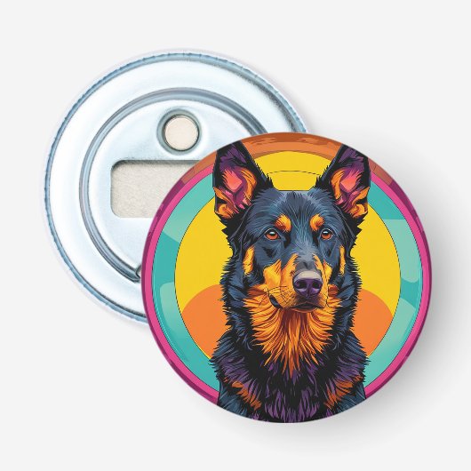 Décapsuleur 🐾 Illustration Colorée du Chien Beauceron Glow 🌈 (Devant)