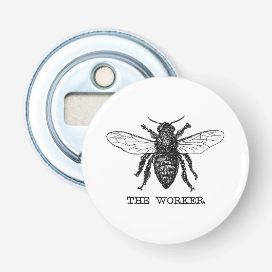 Décapsuleur Illustration d'abeille ouvrière vintage (Devant)