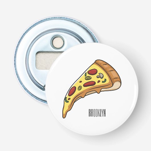 Décapsuleur Illustration de dessin animé de pizza  (Devant)