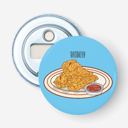 Décapsuleur Illustration de dessin animé sur le poulet frit (Devant)