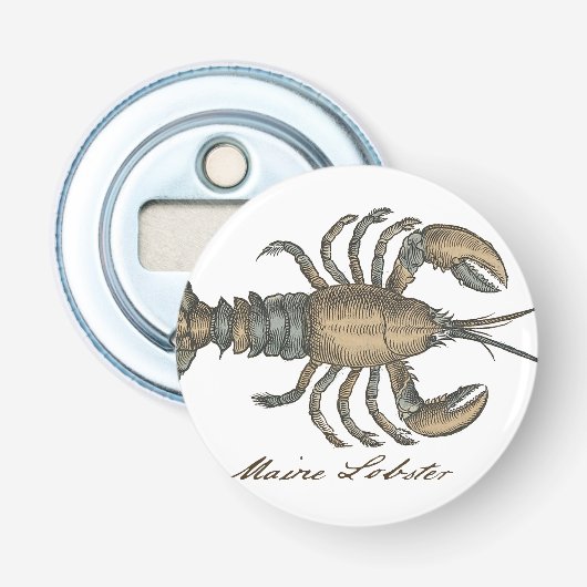 Décapsuleur Illustration de homard vintage : damas côtier (Devant)