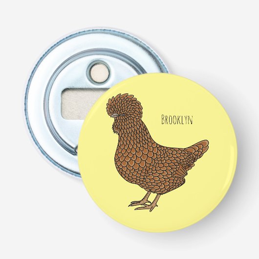 Décapsuleur Illustration de poulet à la polis chamois (Devant)