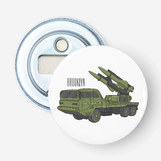 Décapsuleur Illustration d'un camion de missiles militaires (Devant)