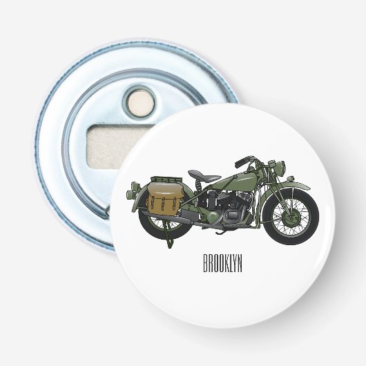 Décapsuleur Illustration d'une moto de croiseur militaire (Devant)