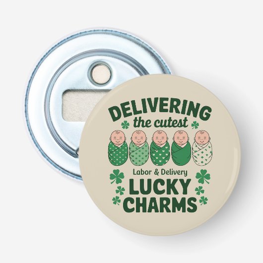 Décapsuleur Infirmière Labor & Delivery Lucky Charm Shamrock  (Devant)