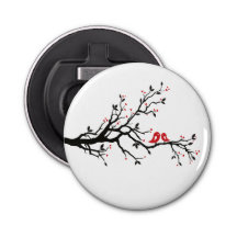 Inséparables en Branche - Romantique Red Heart Tre