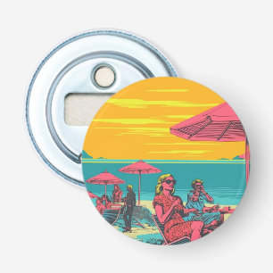 Décapsuleur Inspiré de la mode rétro, scène de plage