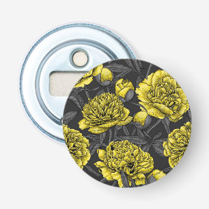 Décapsuleur Jardin de pivoine nocturne en jaune et gris