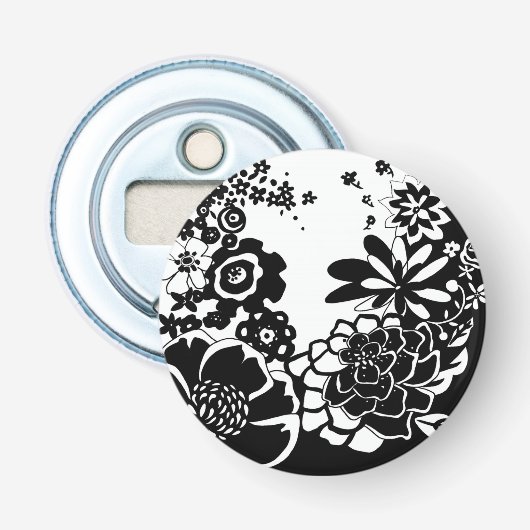 Décapsuleur Jardin floral noir et blanc Motif graphique (Devant)